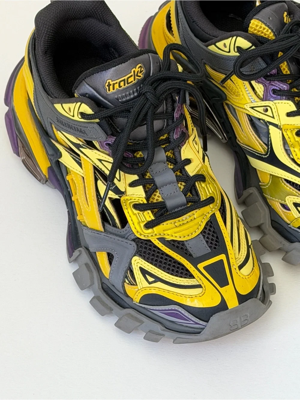 Balenciaga Yellow, Black & Purple Track Sneakers